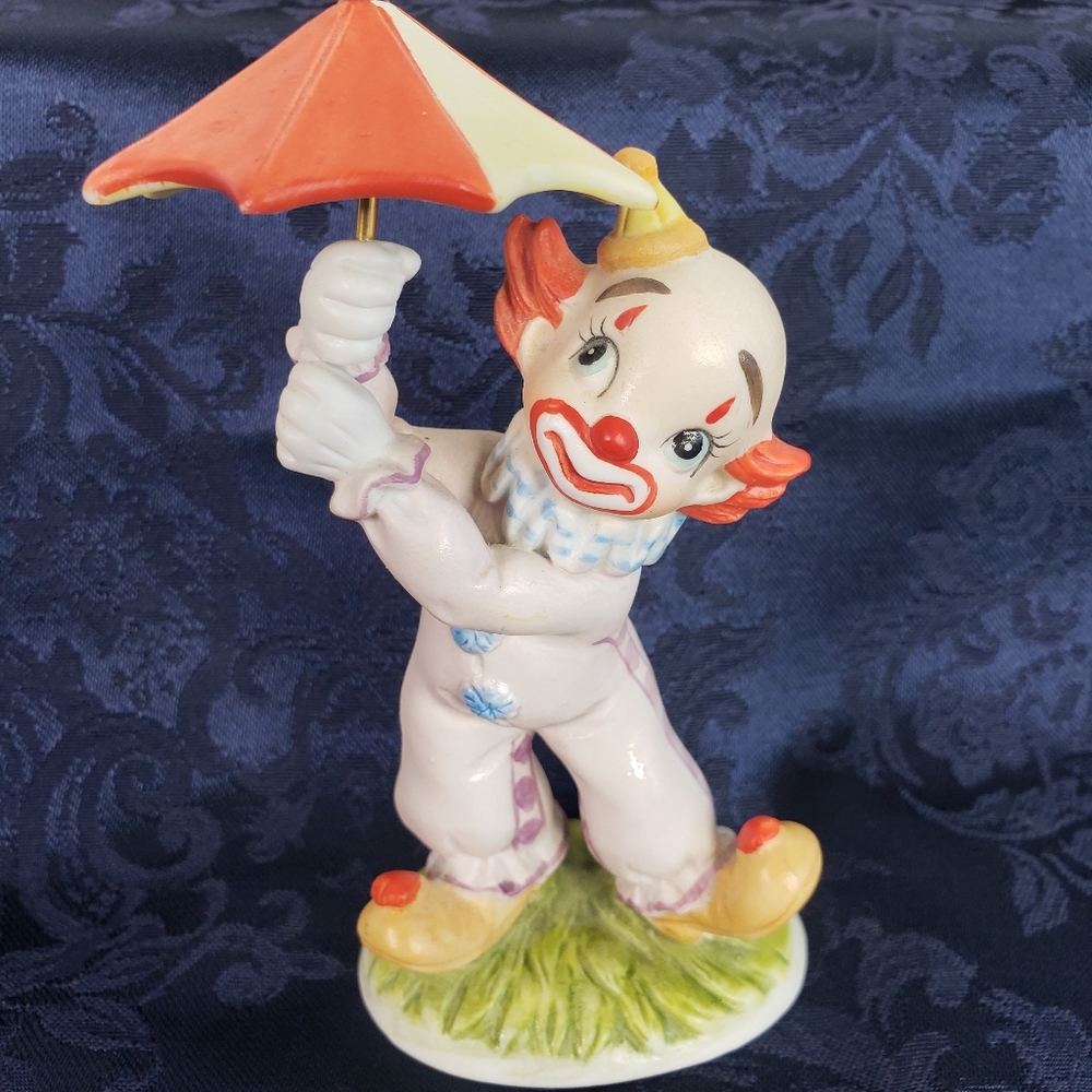 Lefton VTG China Hand Painted Clown Colorful Figurine #01881 Cake Topper 5.5"